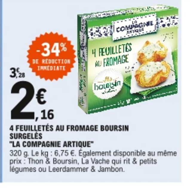 4 feuilletés au fromage boursin surgelés "la compagnie artique"