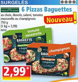 6 pizzas baguettes villa gusto