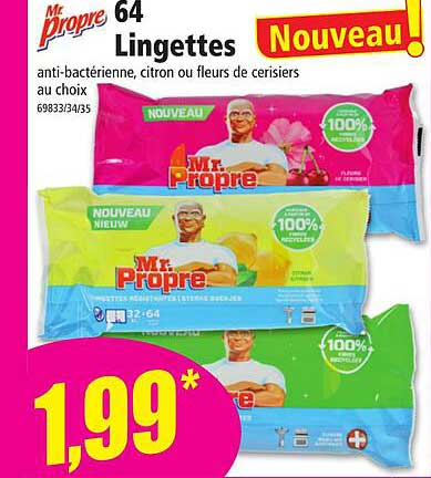 64 lingettes mr propre