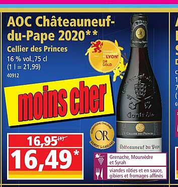 aoc châteauneuf-du-pape 2020 cellier des princes