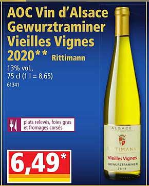aoc vin d'alsace gewurztraminer vieilles vignes 2020 rittimann