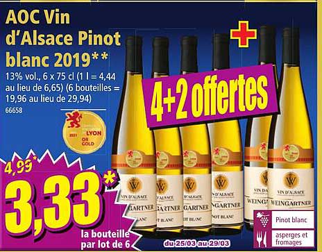 aoc vin d'alsace pinot blanc 2019
