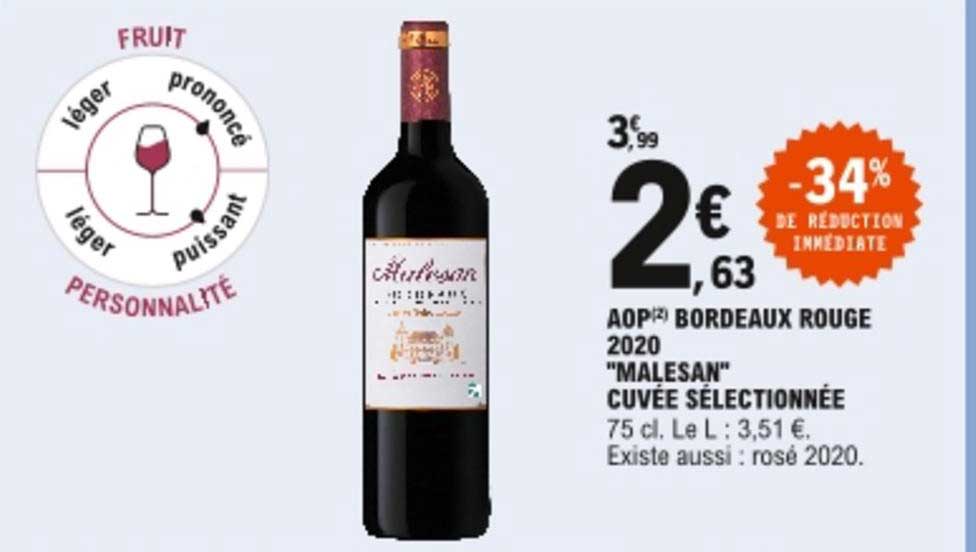 aop bordeaux rouge 2020 "malesan" cuvée sélectionnée