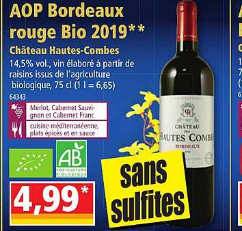 Aop Bordeaux Rouge Bio 2019 Château Hautes-combes