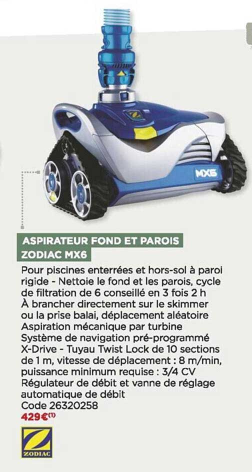aspirateur fond et parois zodiac mx6