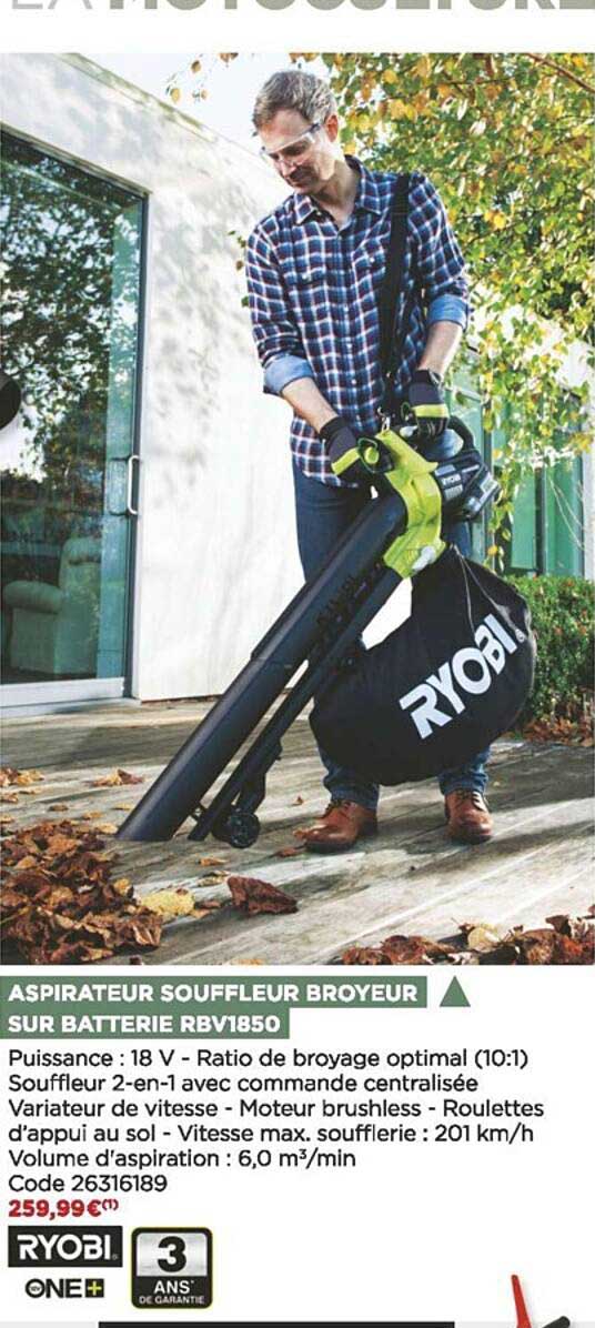 Aspirateur Souffleru Broyeur Sur Batterie Rbv1850 Ryobi