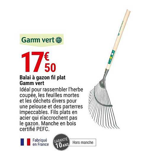balai à gazon fil plat gamm vert