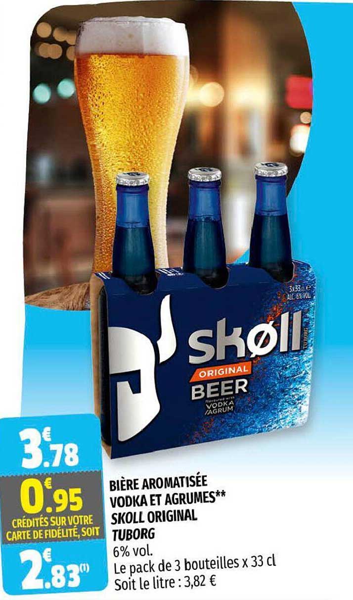 bière aromatisée vodka et agrumes skoll original tuborg