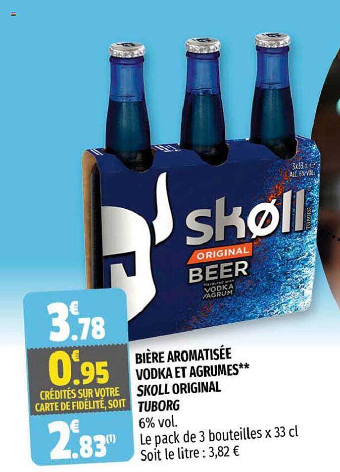 bière aromatisée vodka et agrumes skoll original tuborg