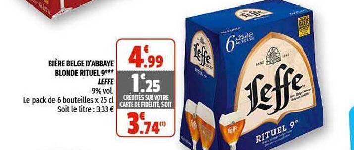 bière belge d'abbaye blonde rituel 9° leffe