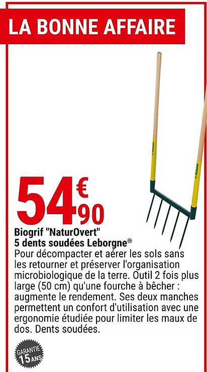 Biogrif "naturovert" 5 Dents Soudées Leborgne
