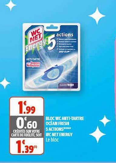 bloc wc anti-tartre océan fresh 5 actions wc net energy