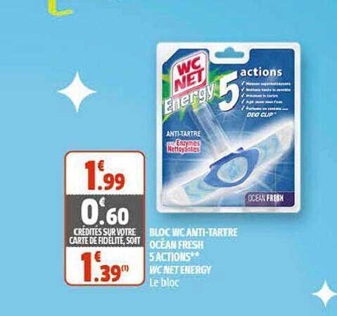 bloc wc anti-tartre océan fresh 5 actions wc net energy