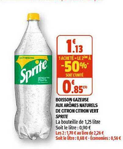 boisson gazeuse aux arômes naturels de citron citron vert sprite