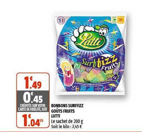 bonbons surfizz goûts fruits lutti