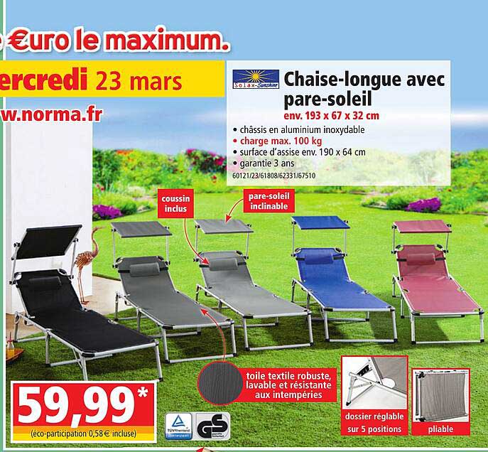 chaise-longue avec pare-soleil