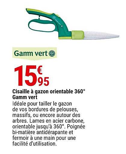 cisaille à gazon orientable 360° gamm vert