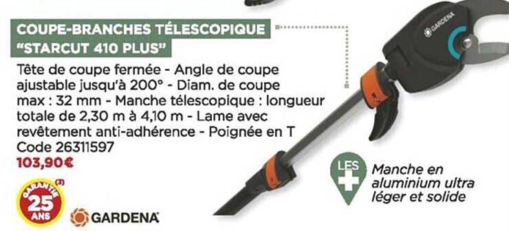 coupe-branches télescopique "starcut 410 plus" gardena