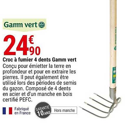 croc à fumier 4 dents gamm vert