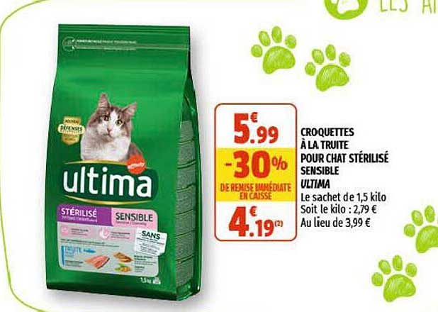 Croquettes à La Truite Pour Chat Stérilisé Sensible Ultima