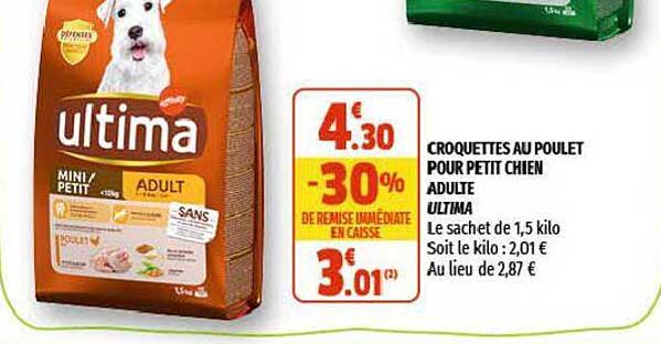 Croquettes Au Poulet Pour Petit Chien Adulte Ultima