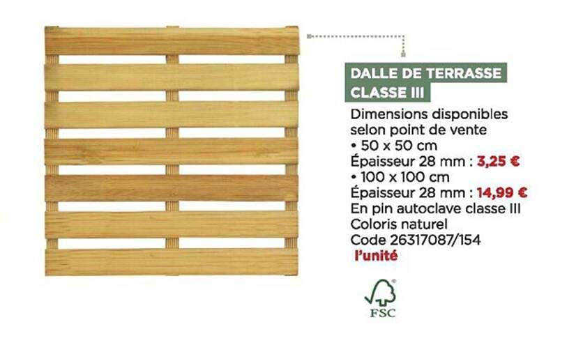 dalle de terrasse classe III