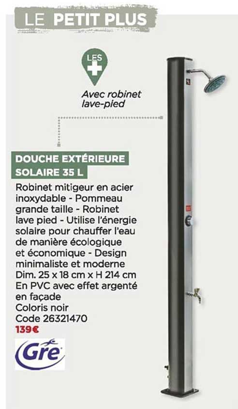 Douche Extérieure Solaire 35 L Gré