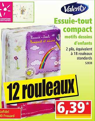 essuie-tout compact motifs dessins d'enfants valenty