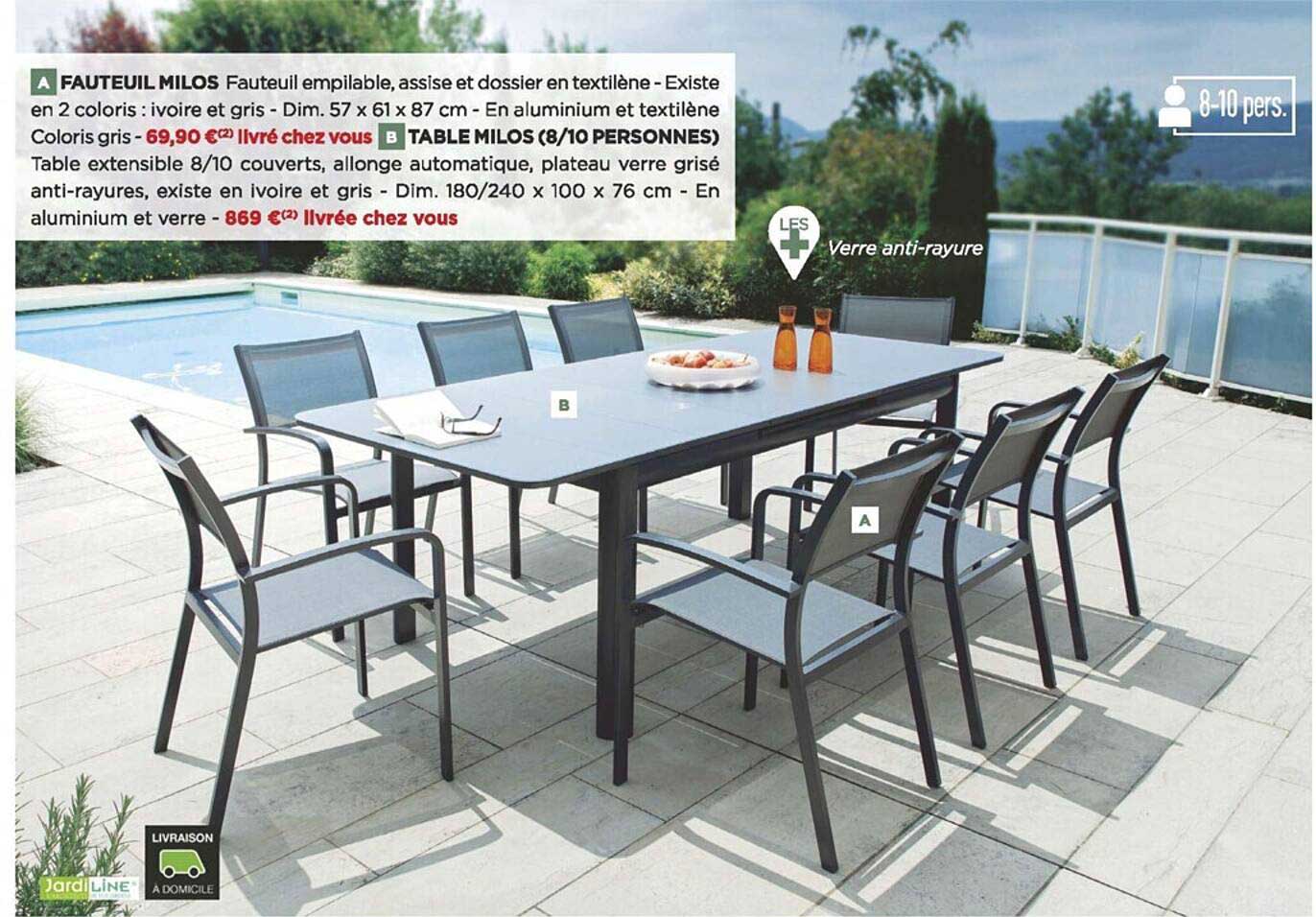 Fauteuil Milos, Table Milos (8-10 Personnes)