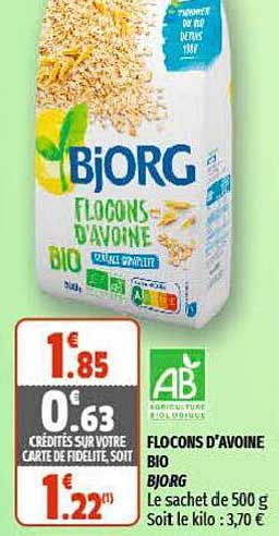 flocons d'avoine bio bjorg