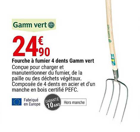 fourche à fumier 4 dents gamm vert