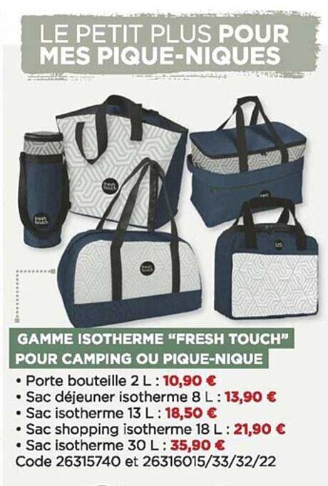 gamme isotherme "fresh touch" pour camping ou pique-nique