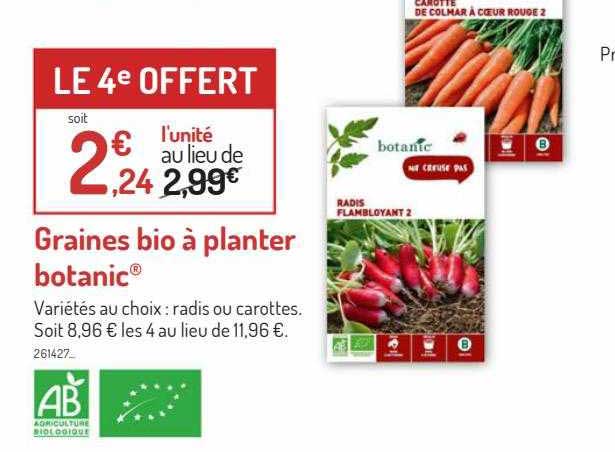 graines bio à planter botanic le 4e offert