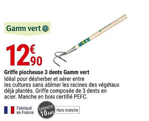 griffe piocheuse 3 dents gamm vert