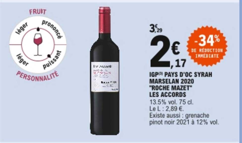 igp pays d'oc syrah marselan 2020 "roche mazet" les accords