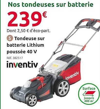 inventiv tondeuse sur batterie lithium poussée
