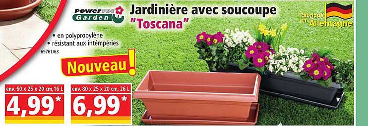 jardinière avec soucoupe "toscana" powertec garden