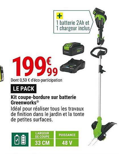 kit coupe-bordure sur batterie greenworks