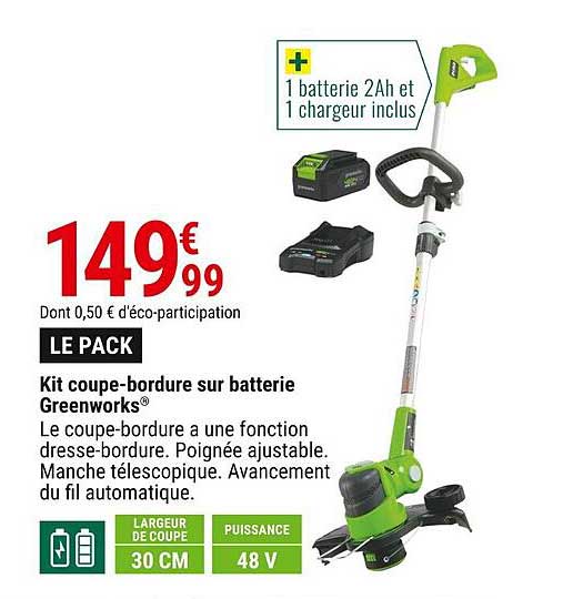 kit coupe-bordure sur batterie greenworks