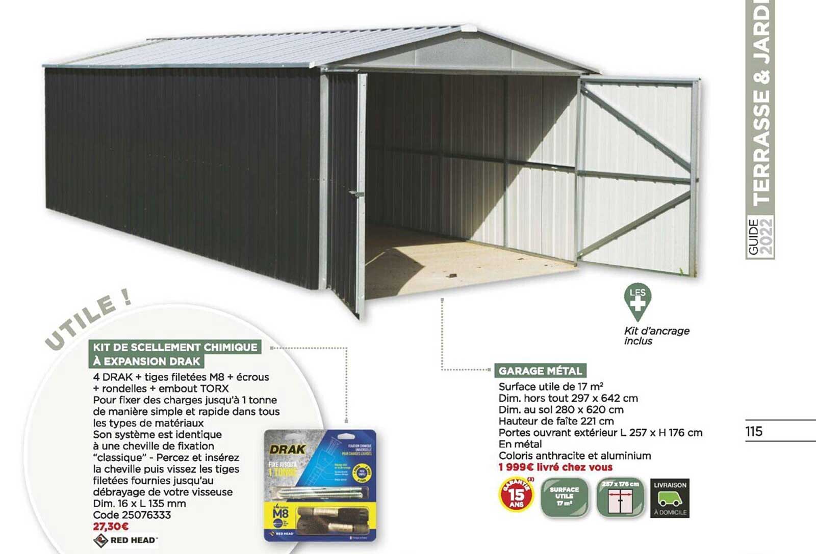 kit de scellement chimique à expansion drak, garage métal