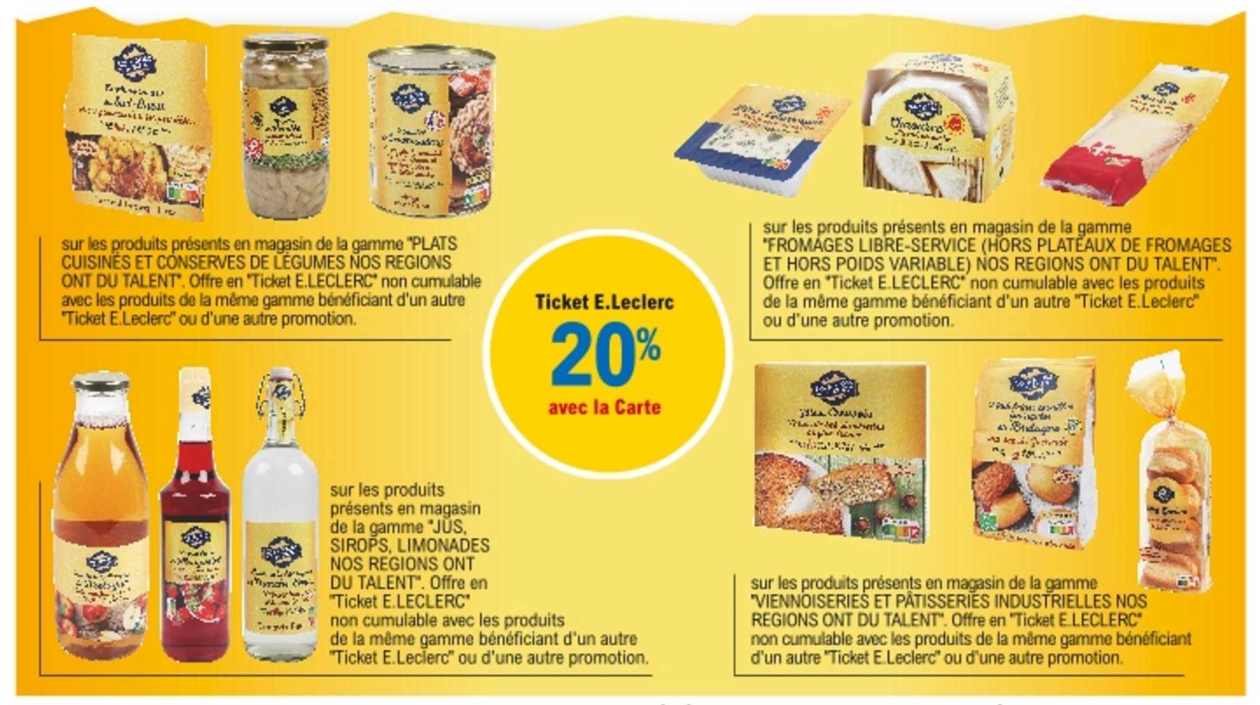 La Gamme Plats Cuisinées Et Conserves De Légumes "nos Régions Ont Du Talent" , Jus, Sirop, Limonades, Fromages Libre Service, Viennoiseries Et Pâtisseries Industrielles "nos Régions Ont Du Talent"