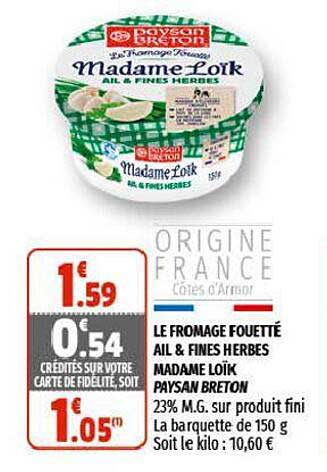 le fromage fouetté ail & fines herbes madame loïk paysan breton
