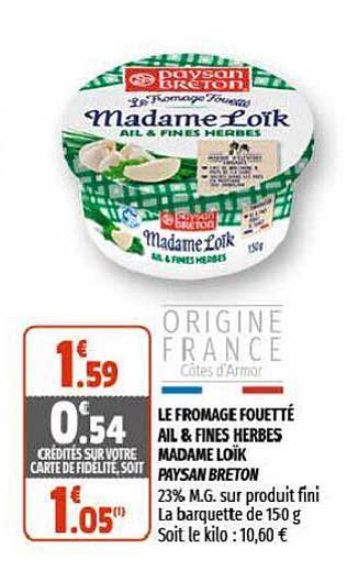 le fromage fouetté ail & fines herbes madame loïk paysan breton