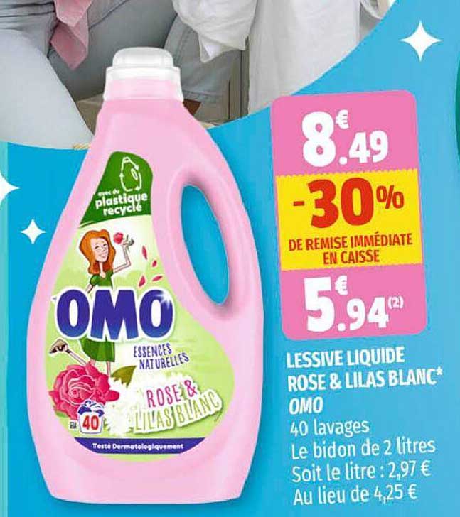 Lessive Liquide Rose & Lilas Blanc Omo