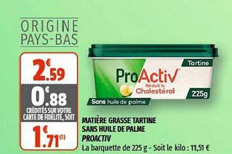matière grasse tartine sans huile de palme proactiv
