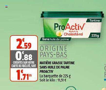 matière grasse tartine sans huile de palme proactiv