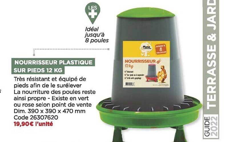 nourrisseur plastique sur pieds 12 kg