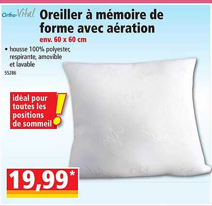 oreiller à mémoire de forme avec aération ortho-vital