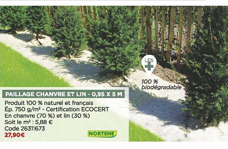 Paillage Chanvre Et Lin - 0,95 X 5 M Nortène