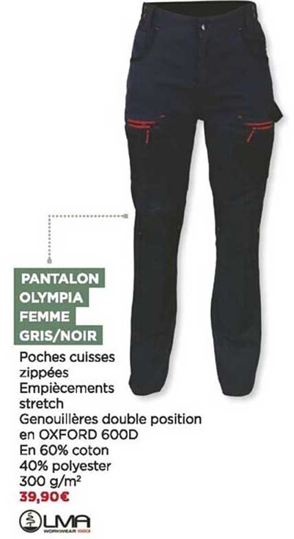pantalon olympia femme gris-noir lma